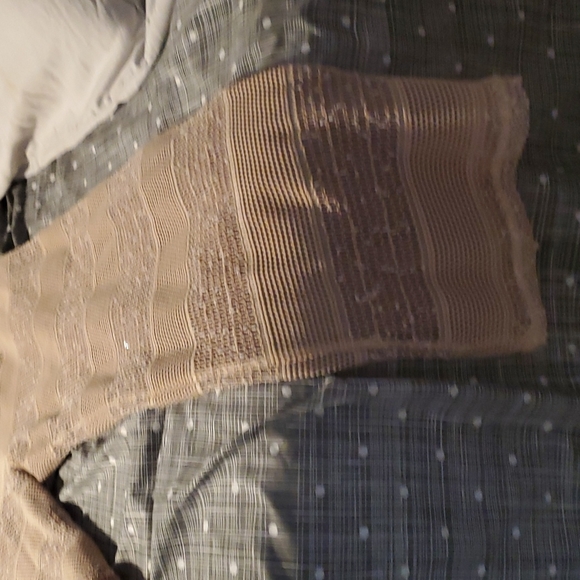 Rye wide leg sparkly pants with sheer outer lining and brown inner lining - Picture 4 of 14